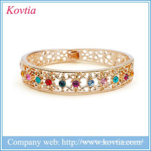 18k gold copper alloy classic bangle saudi arabia jewelry with colored crystal